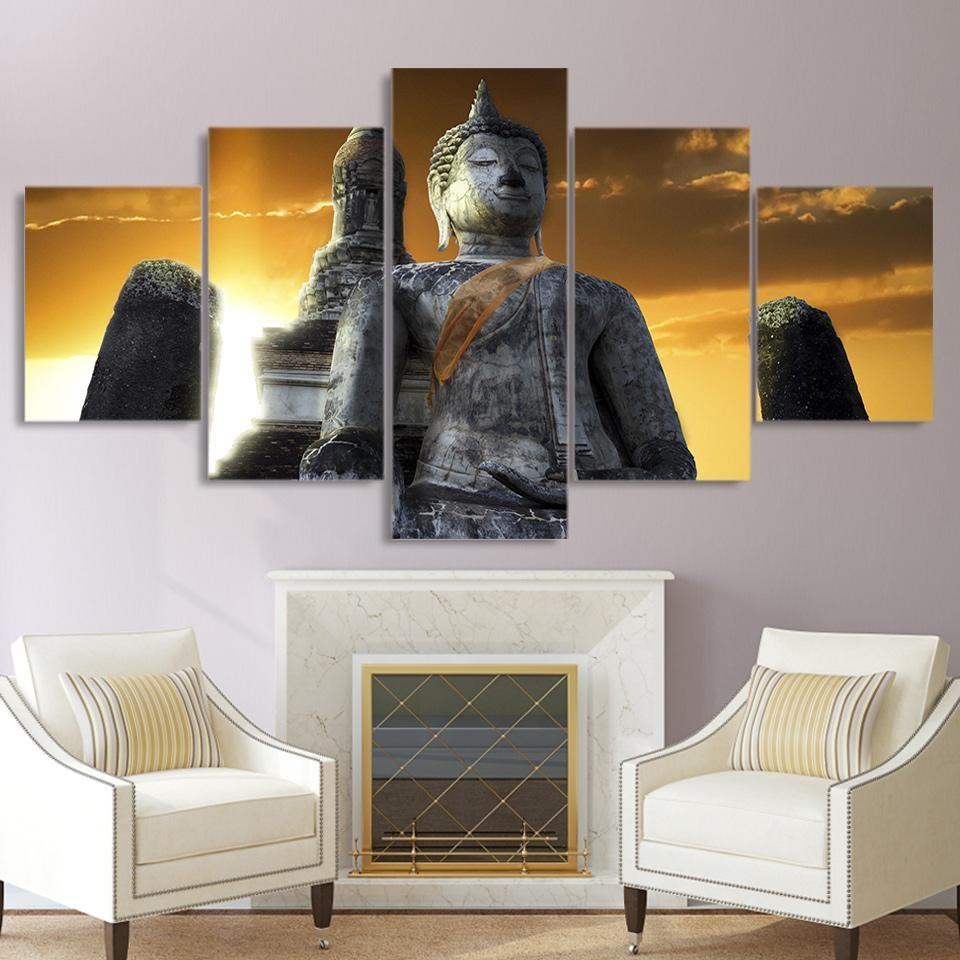 Stone Buddha Statue 01 Religion Leinwandbilder Kunstdrucke Rahmen