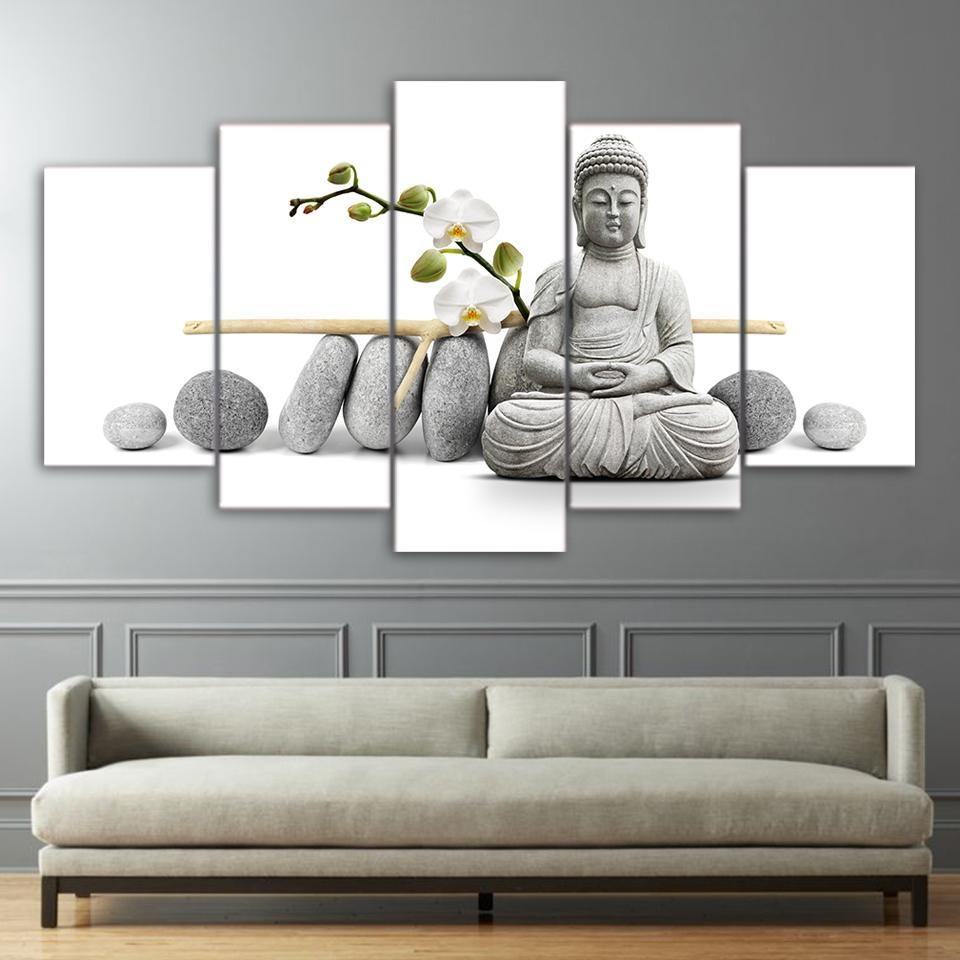 Stone Buddha Statue Religion Leinwandbilder Kunstdrucke Rahmen