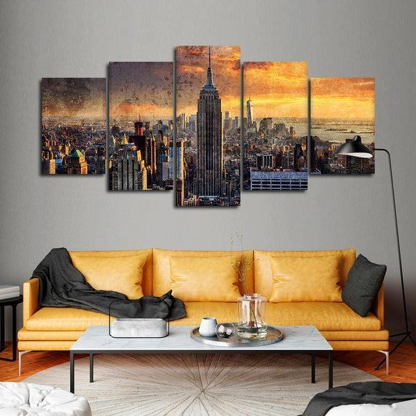 Strukturierte Nyc Bei Sonnenuntergang Leinwandbilder Kunstdrucke Rahmen