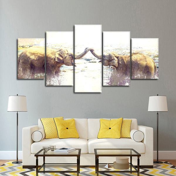 Strukturiertes Elefantenbad Leinwandbilder Kunstdrucke Rahmen