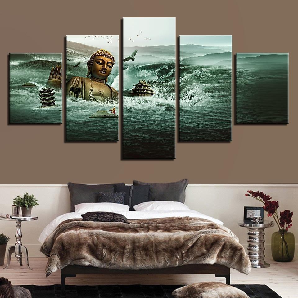 Submerged In Sea Buddha Statue Religion Leinwandbilder Kunstdrucke Rahmen