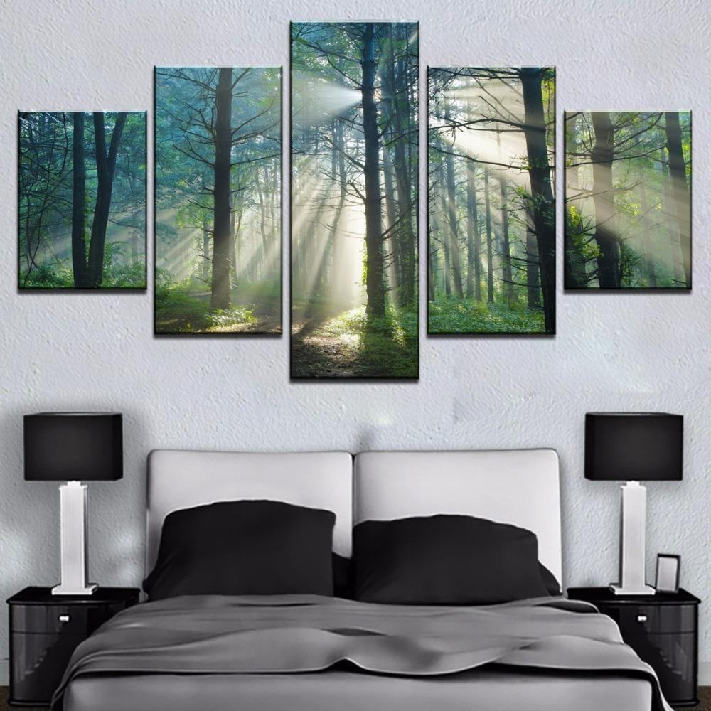 Sun Green Tree Forest Nature Leinwandbilder Kunstdrucke Rahmen