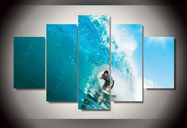 Surfer Barrel Ride - Faszinierende Sport Leinwandbilder Kunstdrucke