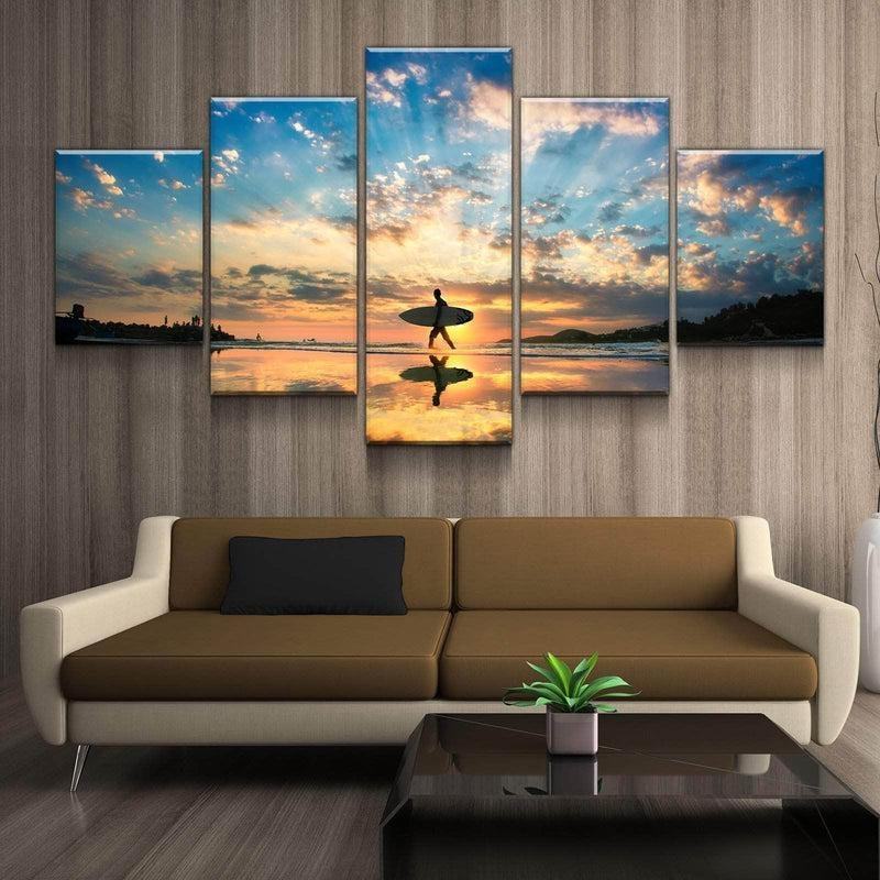 Surfer Sonnenuntergang Leinwandbilder Kunstdrucke Rahmen