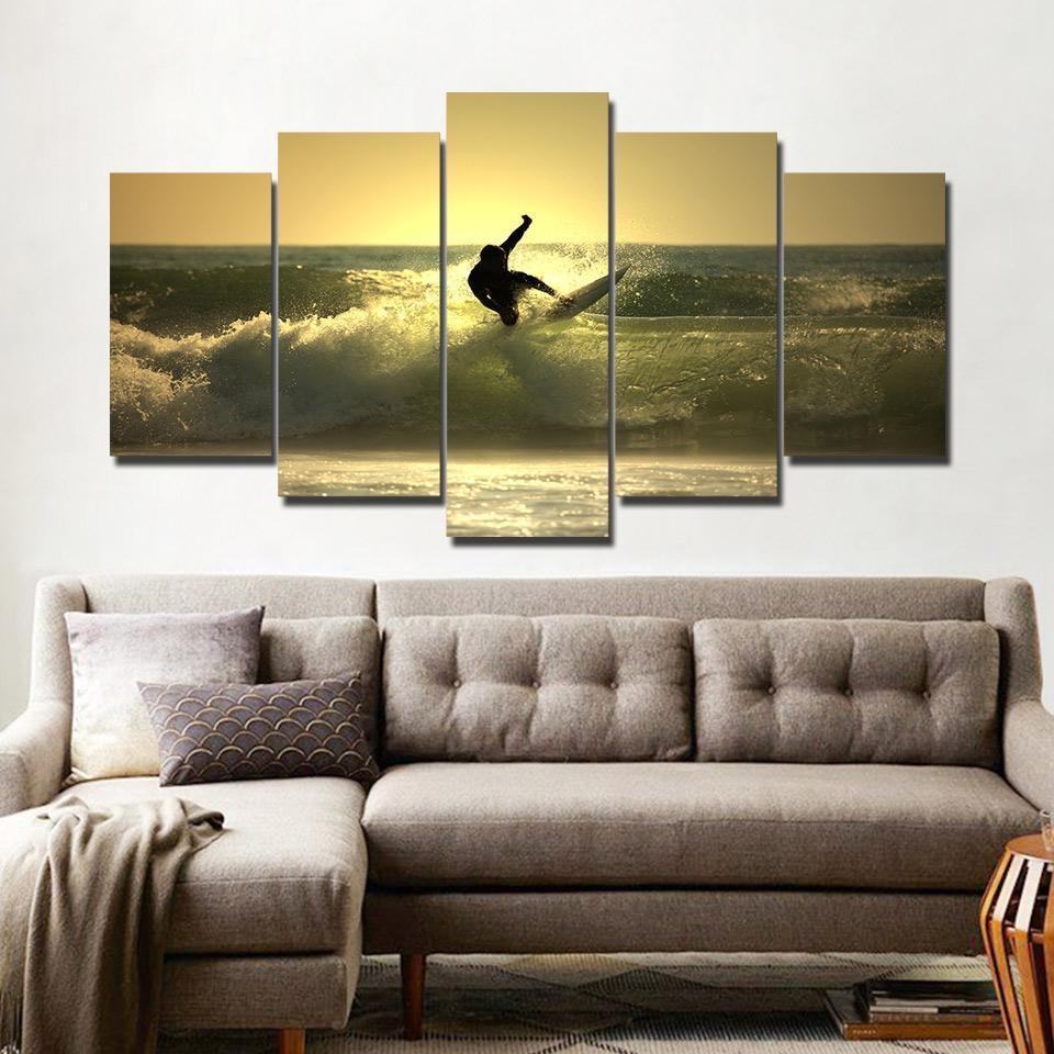 Surfing Seascape - Maritimes Sport Leinwandbild Kunstdruck
