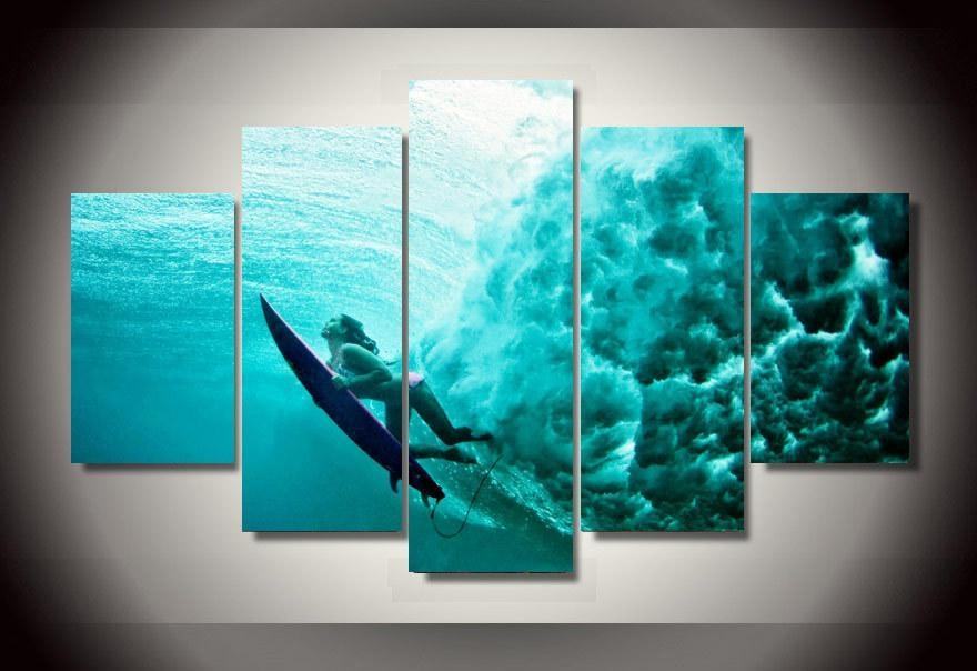 Surfing Underwater - Mystische Sport Leinwandbilder Kunstdrucke