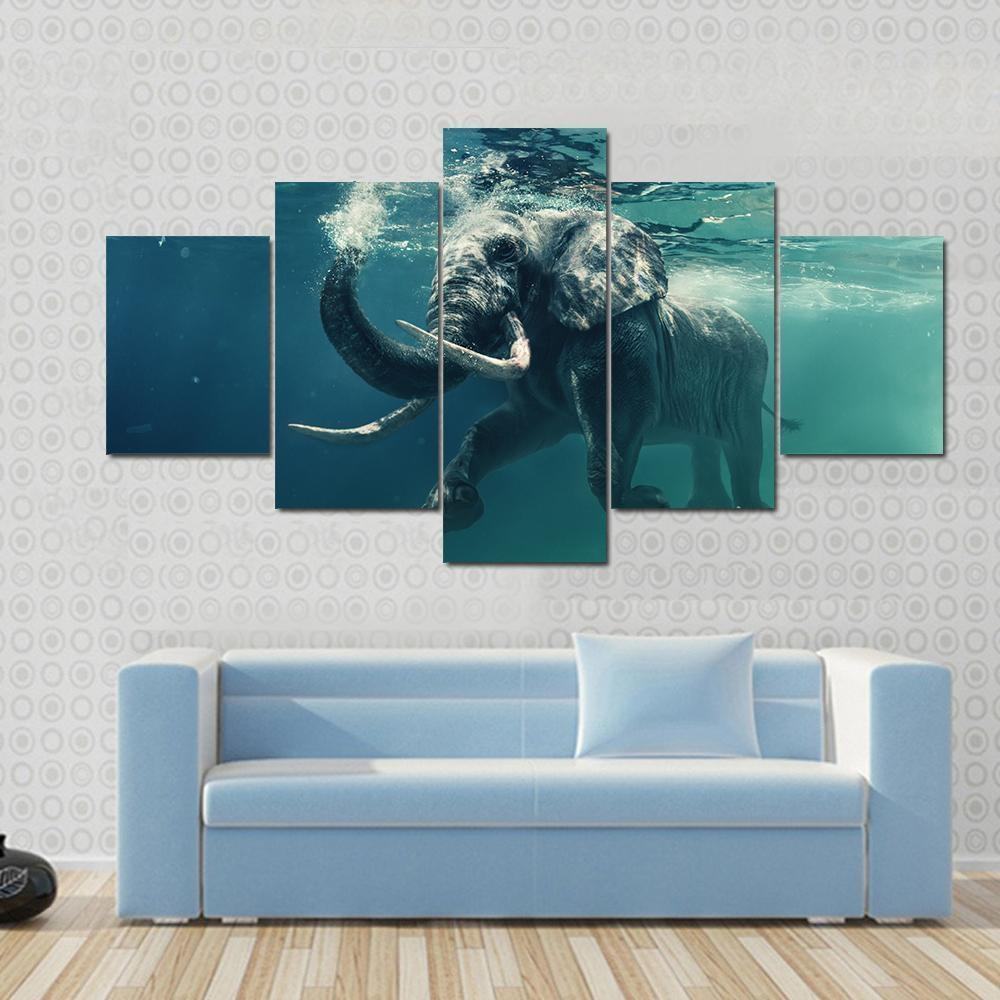 Swimming Elephant Underwater Animal Leinwandbilder Kunstdrucke Rahmen