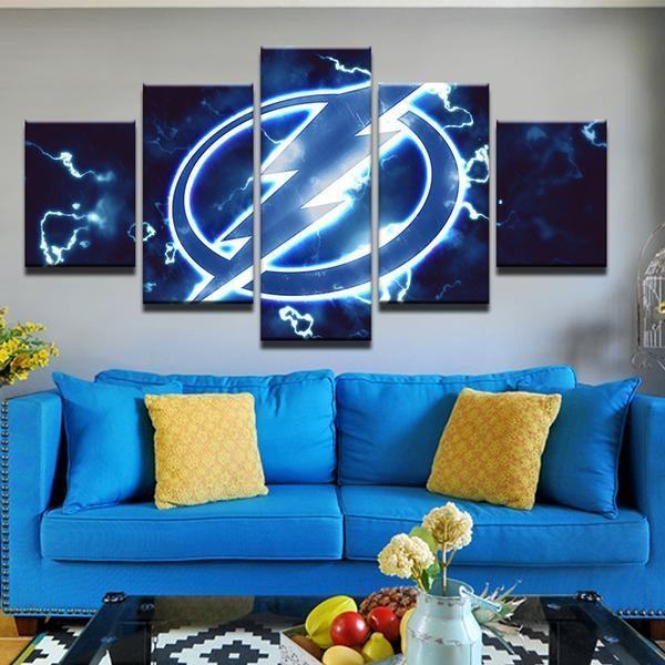 Tampa Bay Lightning Bolts Hockey - Blitzartige Sport Leinwandbilder Kunstdrucke