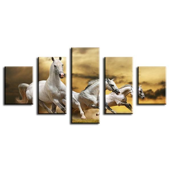 Team Of White Horses Running Animal Leinwandbilder Kunstdrucke  