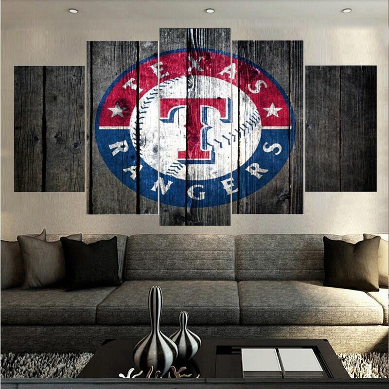 Texas Rangers Barnwood Sport Leinwandbilder Kunstdrucke Rahmen