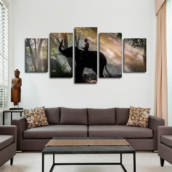 Thailndischer Elefantenritt Leinwandbilder Kunstdrucke Rahmen