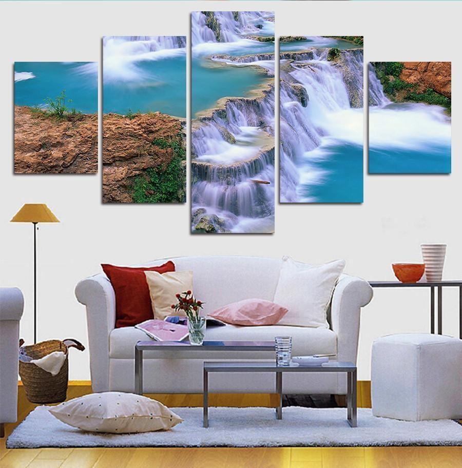 The Blue Waterfall With Lake And Rocks Nature Leinwandbilder Kunstdrucke  