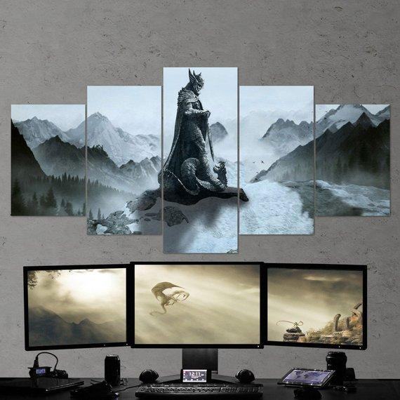 The Elder Scrolls Skyrim Dragon Viking 02 Gaming Leinwandbilder Kunstdrucke  
