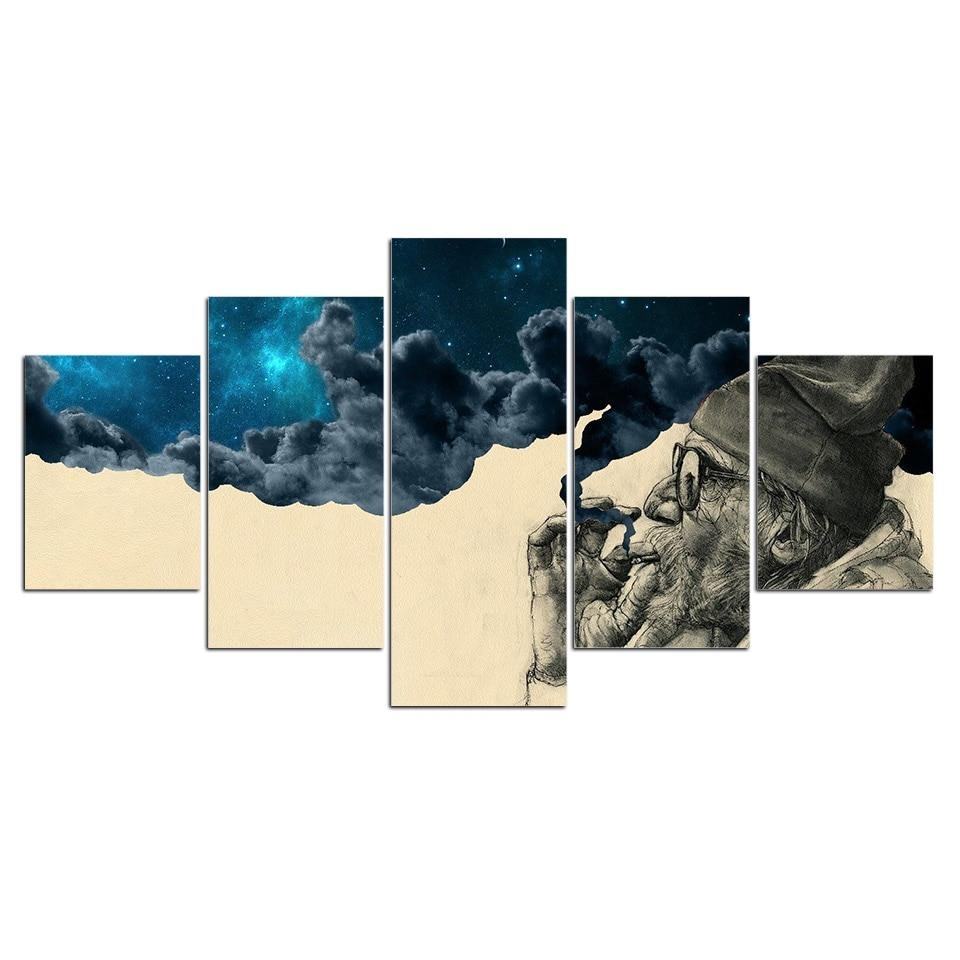 The Old Man Smoking Abstract Leinwandbilder Kunstdrucke   