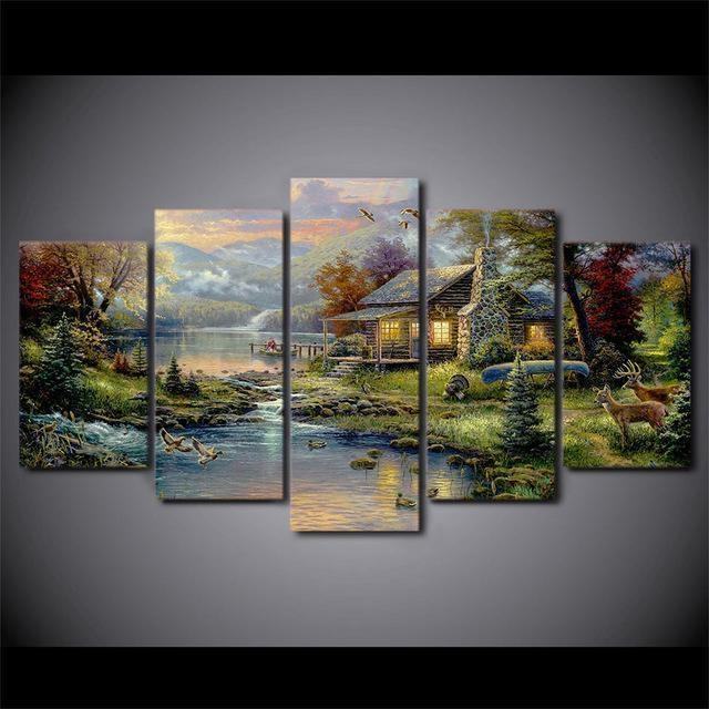 Thomas Kinkade Fairy Fantasy Castle Landscape 1 Nature Leinwandbilder Kunstdrucke Rahmen