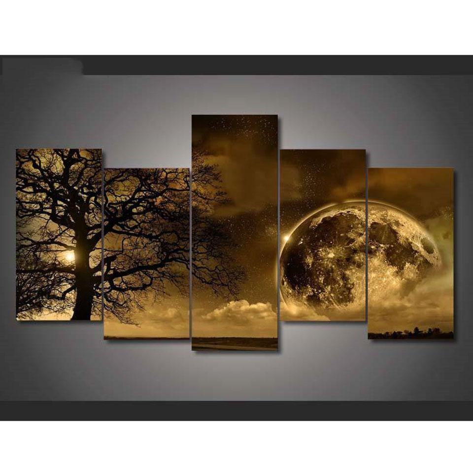 Tree Moon Landscape Nature Leinwandbilder Kunstdrucke  