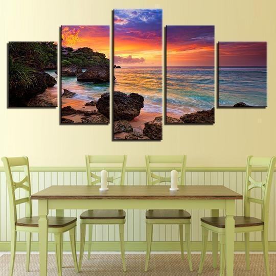 Tropical Beach Sunset Ocean Leinwandbilder Kunstdrucke  