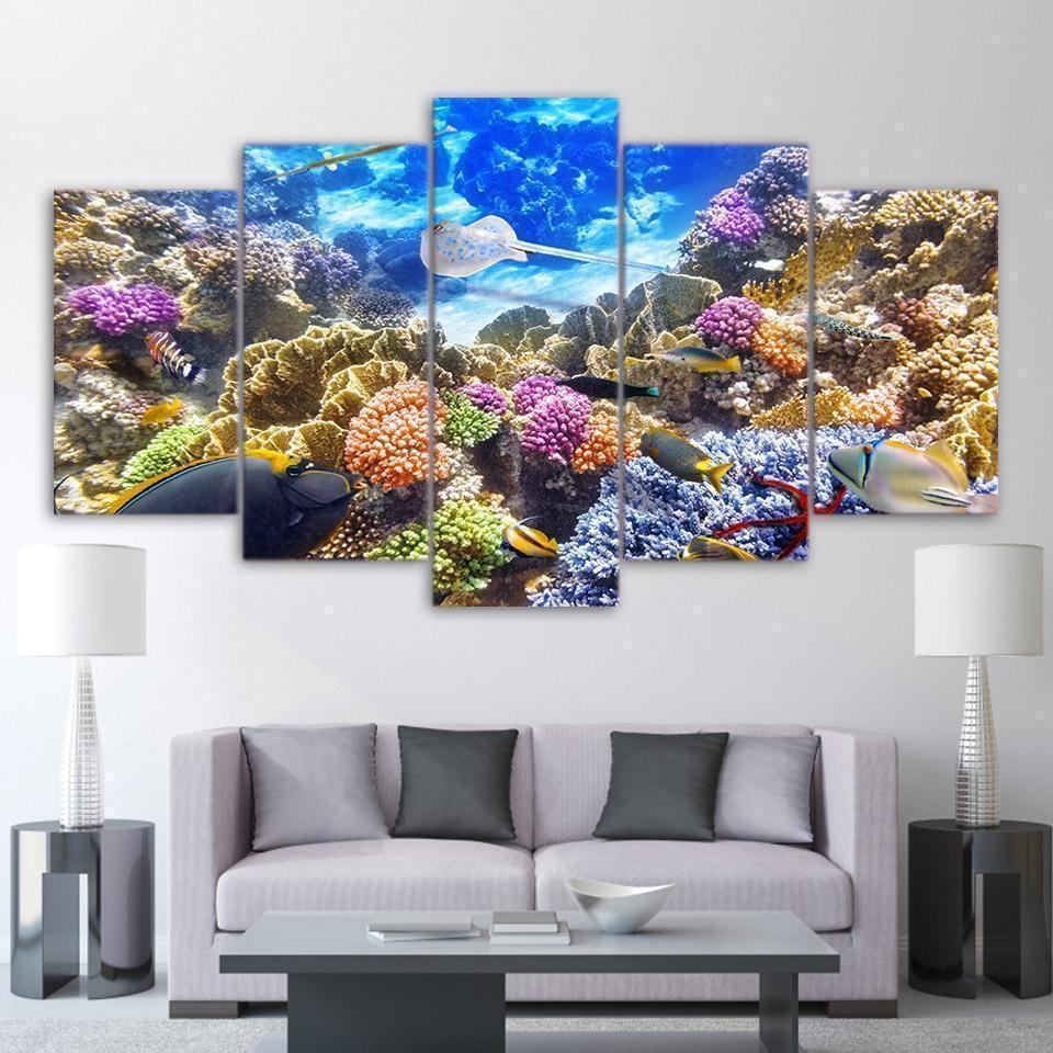 Underwater World Corals Reef Color Fishes Ocean Nature Leinwandbilder Kunstdrucke  