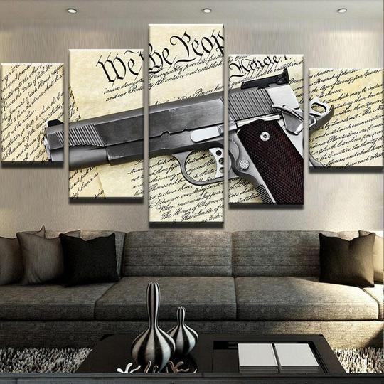 Us Constitution 1911 2nd Amendment Army Canvas Print Wall Art