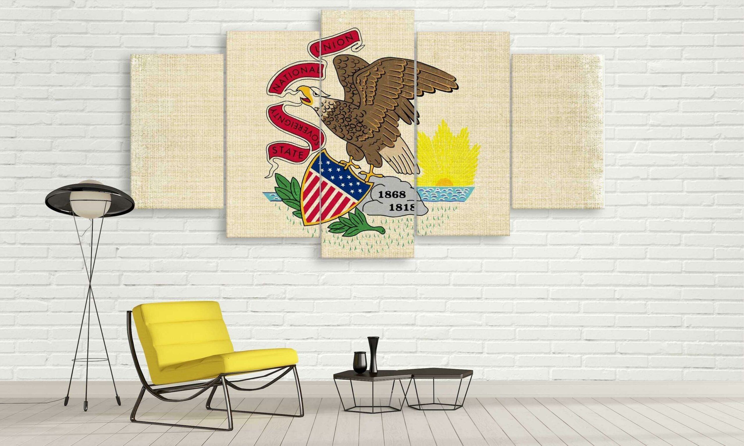 USA Illinois State Flagge Kunst - Einzigartige Sport Leinwandbilder Kunstdrucke