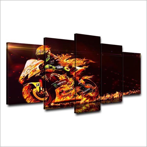 Valentino Rossi Motorrad - Dynamische Sport Leinwandbilder Kunstdrucke