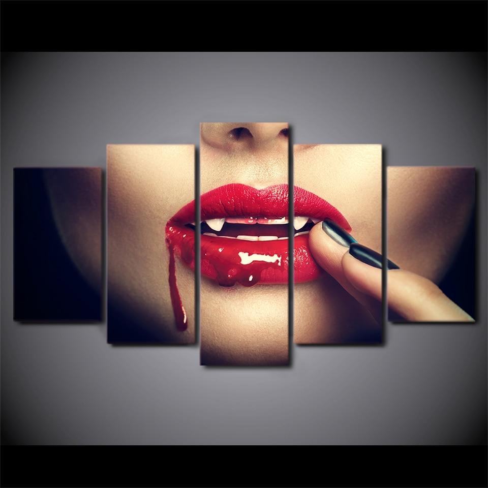 Vampirblut Lippen Schnheit Leinwandbilder Kunstdrucke Rahmen