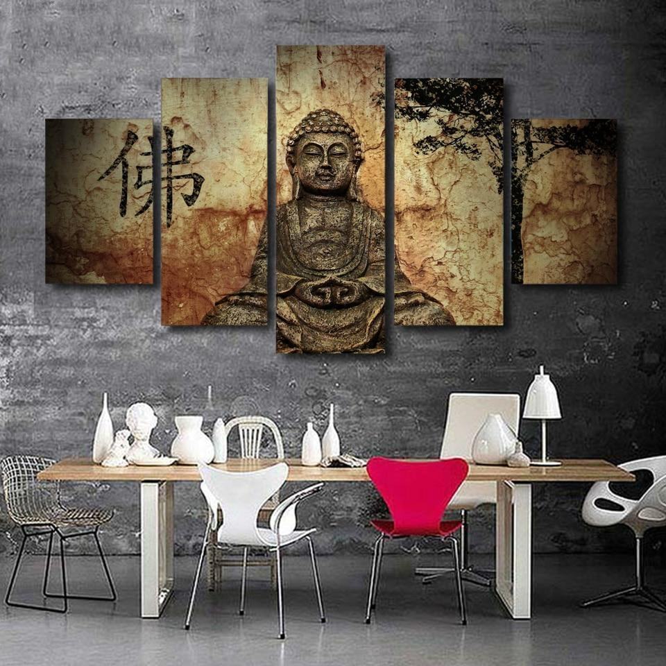 Vintage Zen Buddha Combine Religion Leinwandbilder Kunstdrucke Rahmen