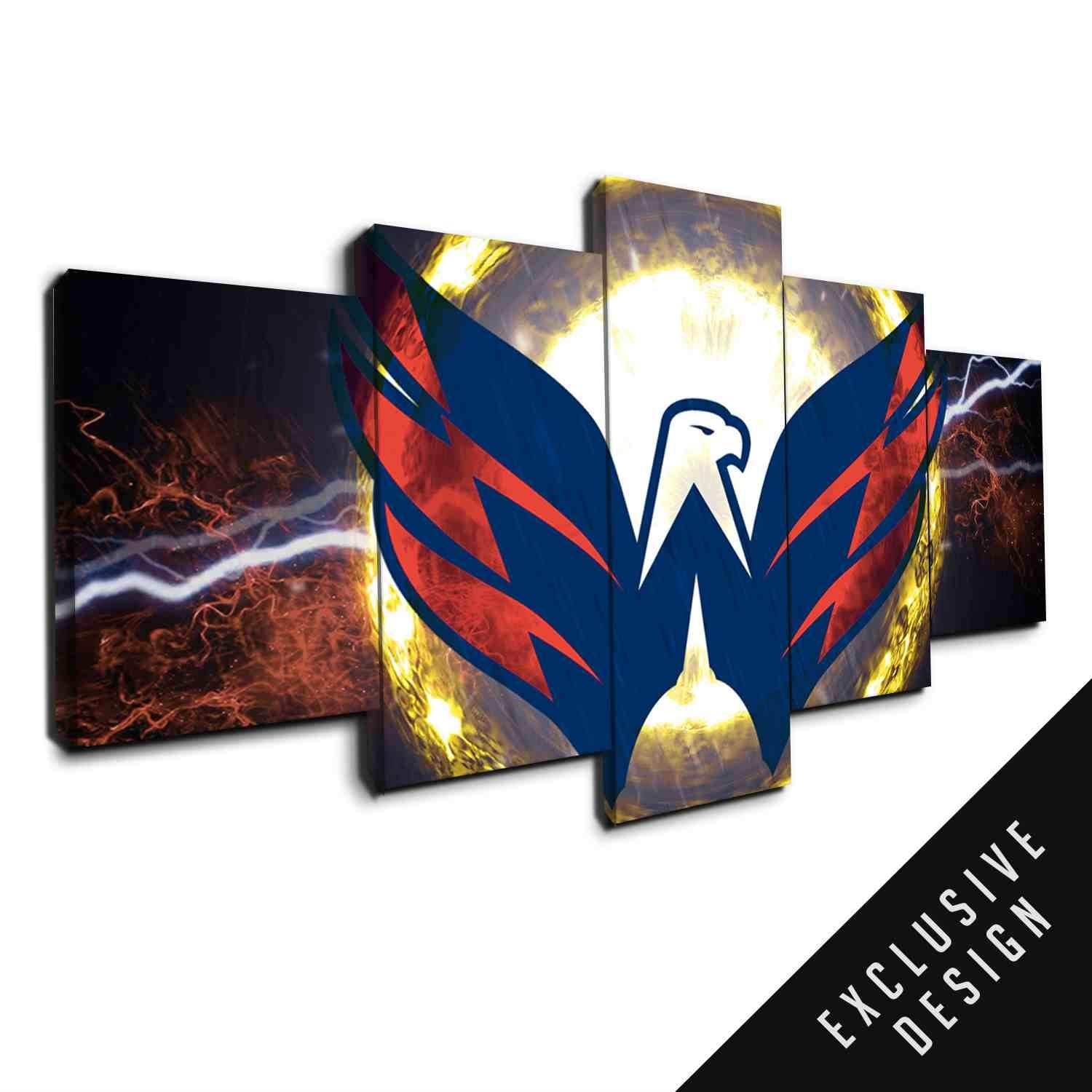 Washington Capitals Rooster NHL Team Thunderbolt - Elektrisierende Sport Leinwandbilder Kunstdrucke