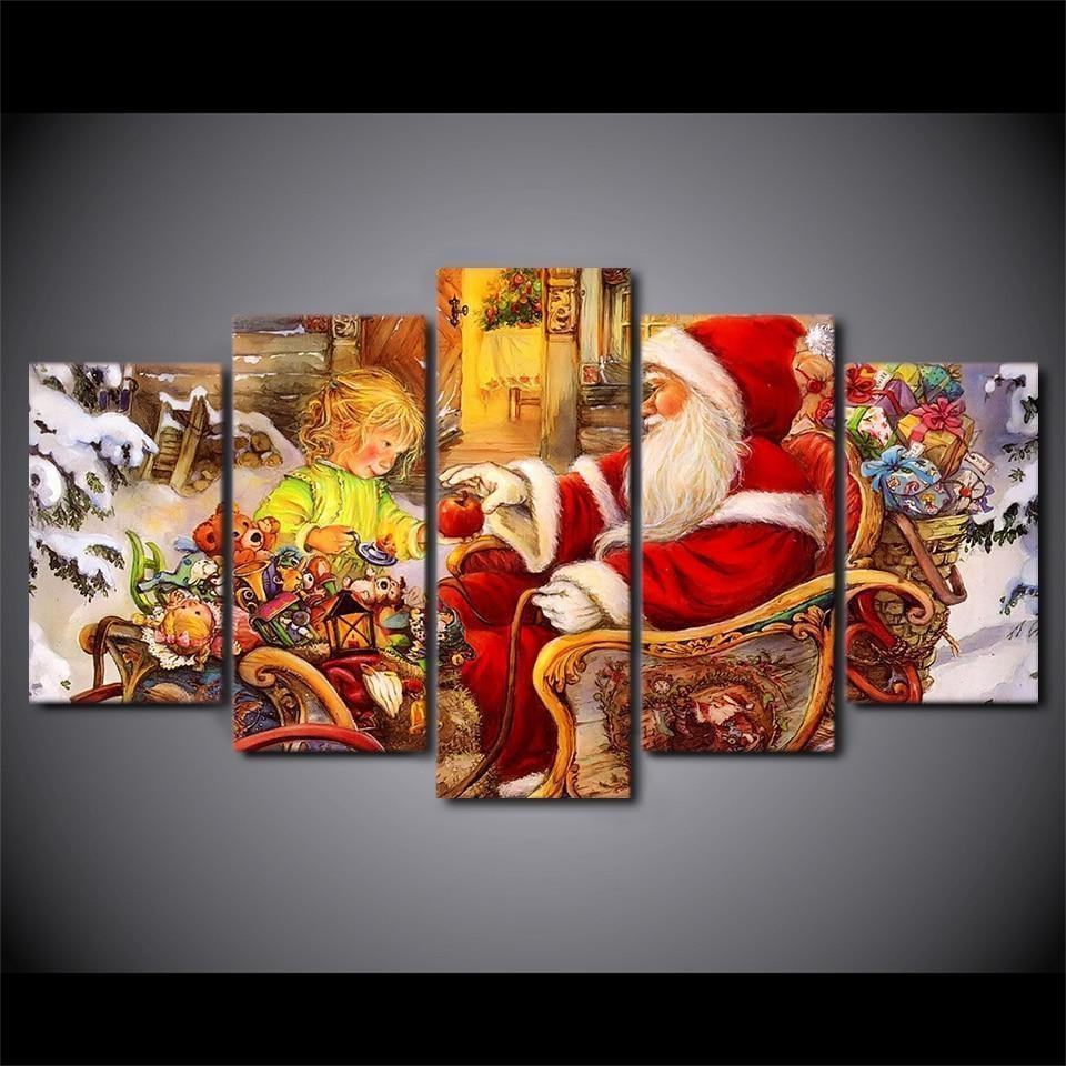 Weihnachts-weihnachtsmann Auf Stuhl-anlass Leinwandbilder Kunstdrucke Rahmen