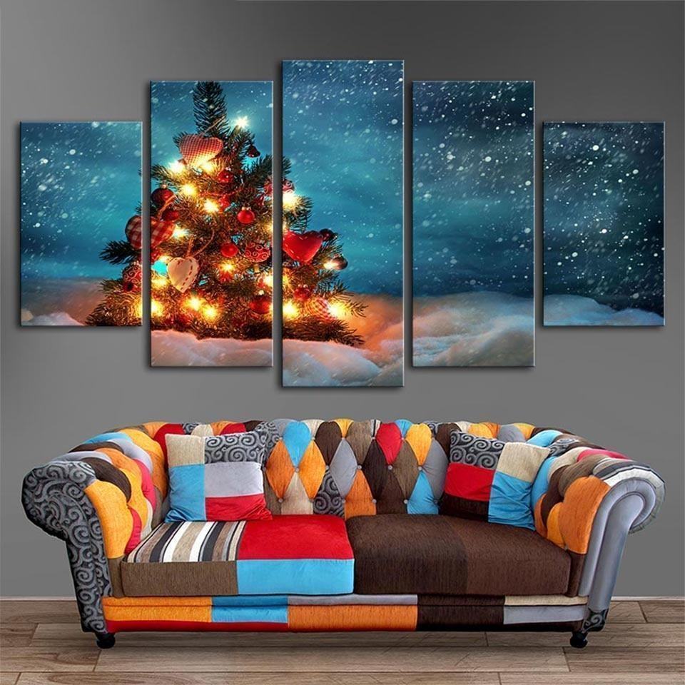 Weihnachtsbaum Mit Lichterketten Leinwandbilder Kunstdrucke Rahmen