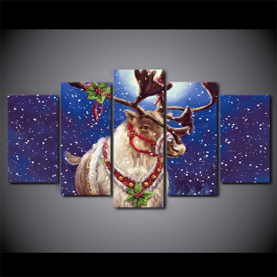 Weihnachtselchhirsch Leinwandbilder Kunstdrucke Rahmen