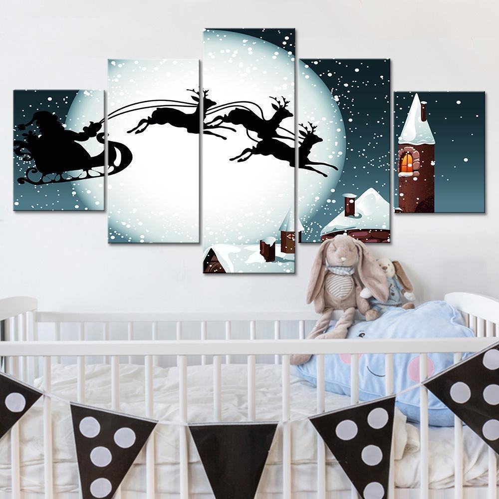 Weihnachtsmann Mit Seinem Rentierschlitten 2 Anlass Leinwandbilder Kunstdrucke Rahmen