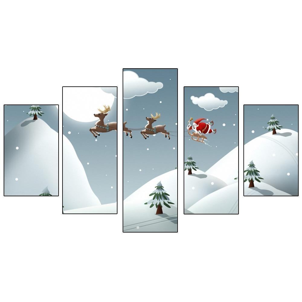 Weihnachtsmann Und Sein Rentierschlittenanlass Leinwandbilder Kunstdrucke Rahmen