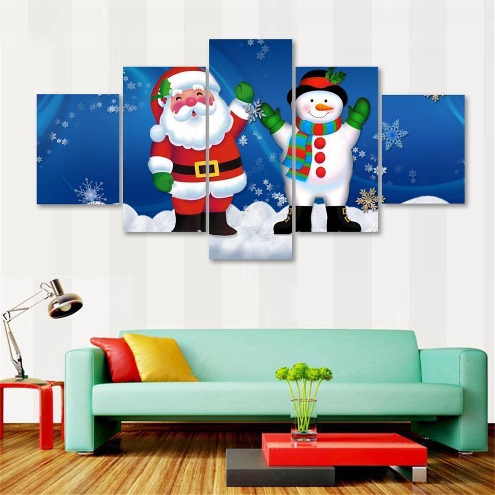 Weihnachtsmann Weihnachtsmann Und Schneemann Anlass Leinwandbilder Kunstdrucke Rahmen