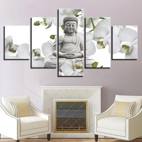 White Buddha Religion Leinwandbilder Kunstdrucke Rahmen