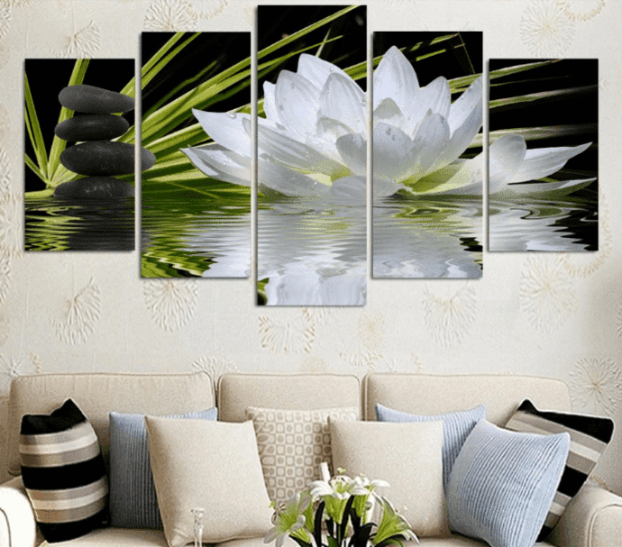 White Lotus Flower Nature Leinwandbilder Kunstdrucke Rahmen