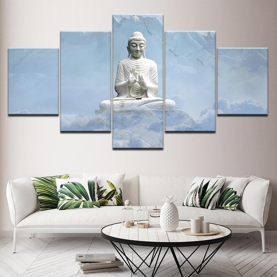 White Marble Buddha Religion Leinwandbilder Kunstdrucke Rahmen