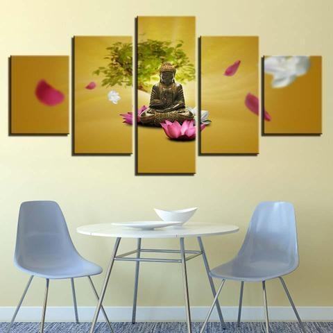 Yellow Buddha Religion Leinwandbilder Kunstdrucke Rahmen