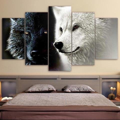 Ying Yang Wolves Animal Leinwandbilder Kunstdrucke Rahmen