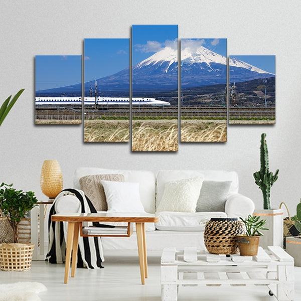 Zug Am Berg Fuji Leinwandbilder Kunstdrucke Rahmen