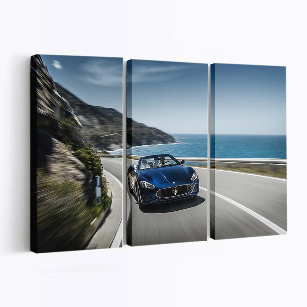 2018 Maserati Grancabrio Auto Leinwandbild – Vintage Wandkunst für Sammler