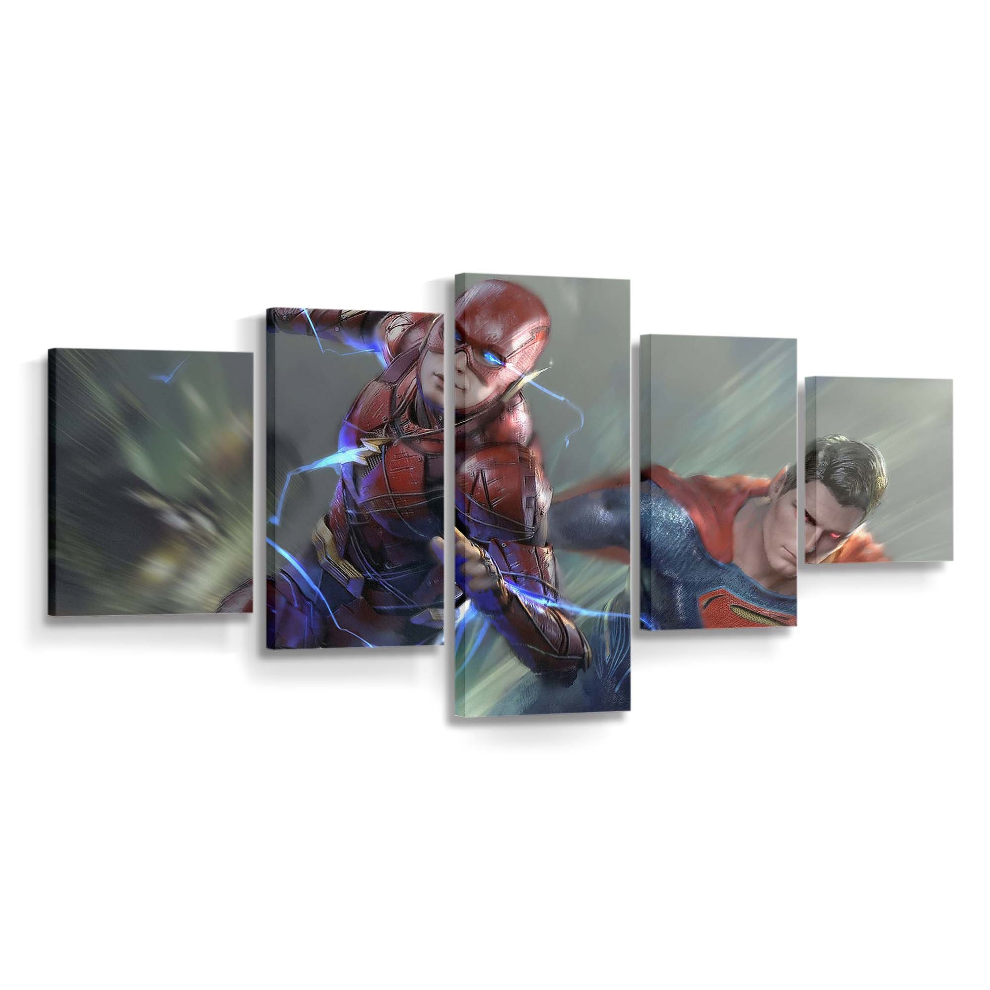 Flash And Superman Art Leinwandbild – DC Comics Wandbild für Fans