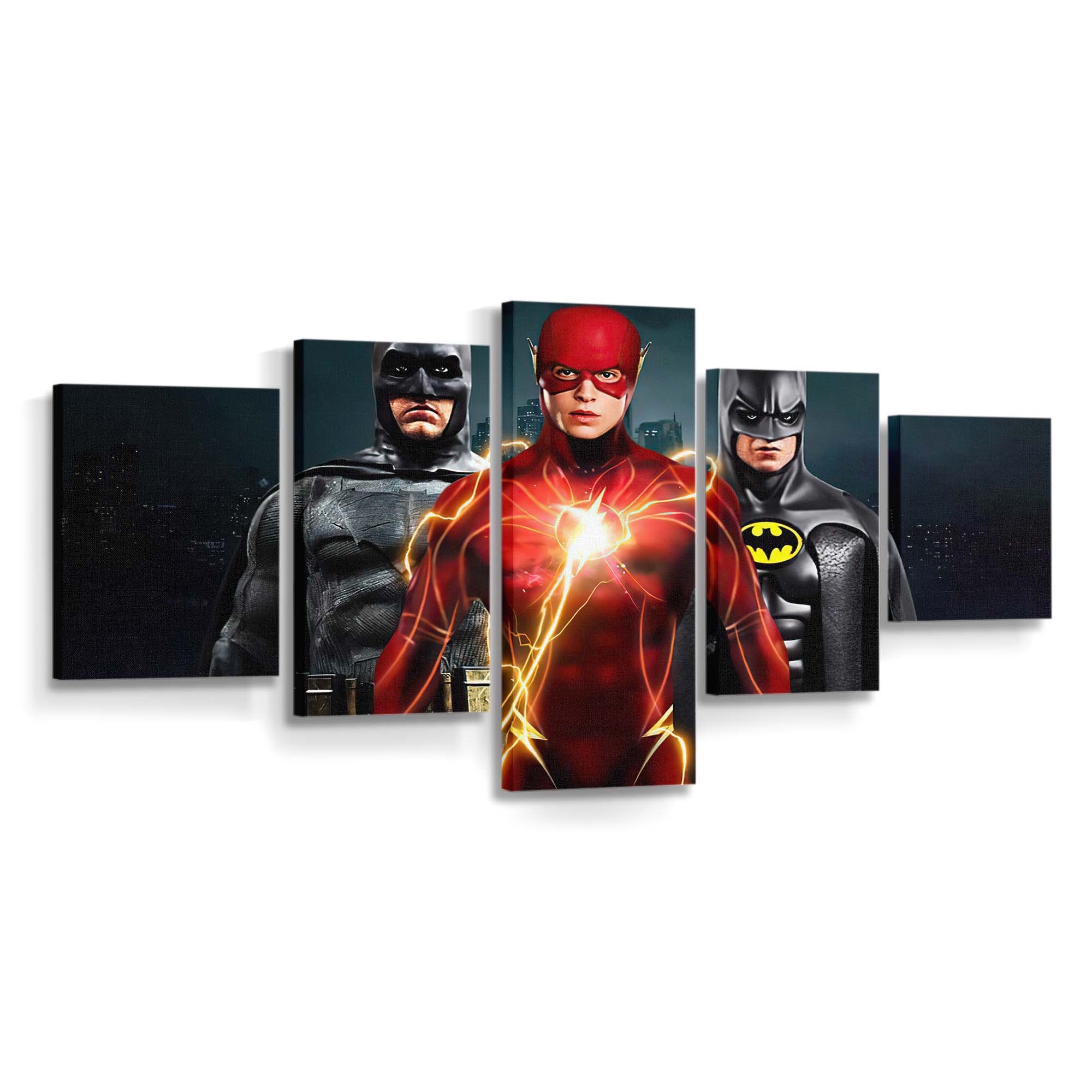 Flash And Two Batmans Leinwandbild – DC Comics Wandbild für Fans