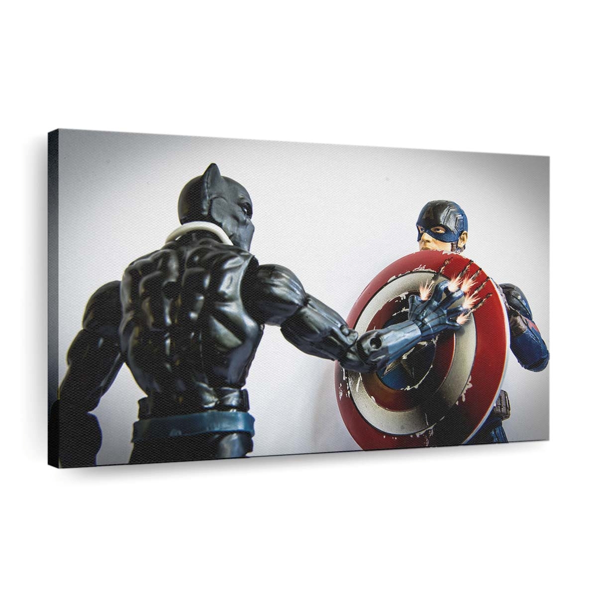Black Panther und Captain America Schild Leinwandbild - Marvel Wandbild