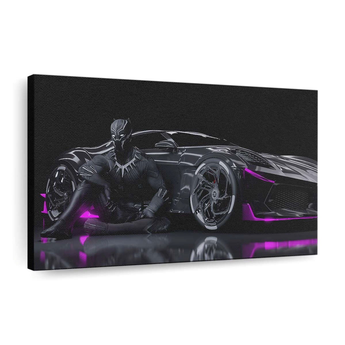 Black Panther Bugatti Chiron La Voiture Noire Leinwandbild - Marvel Wandbild