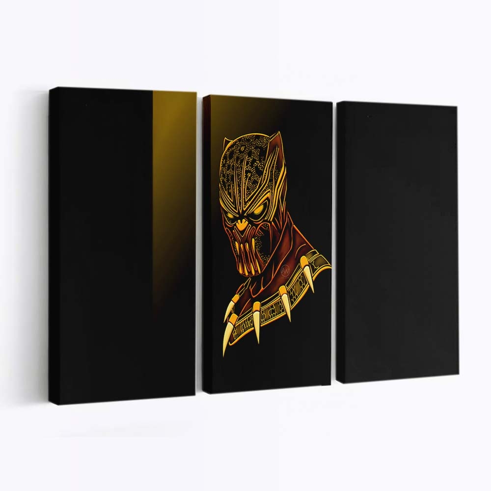 Black Panther Gold Minimalismus Leinwandbild - Marvel Wandbild