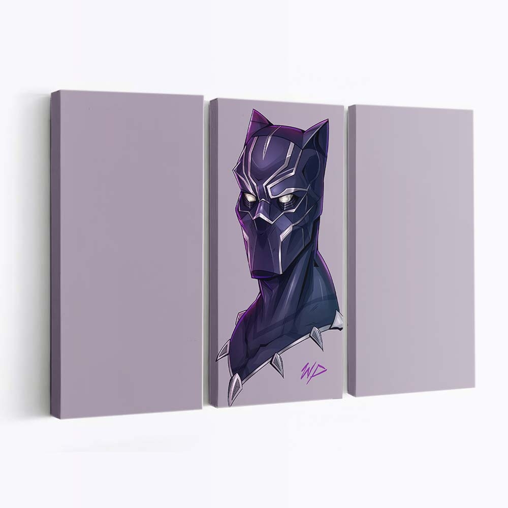 Black Panther Headshot Minimalismus Leinwandbild - Marvel Wandbild