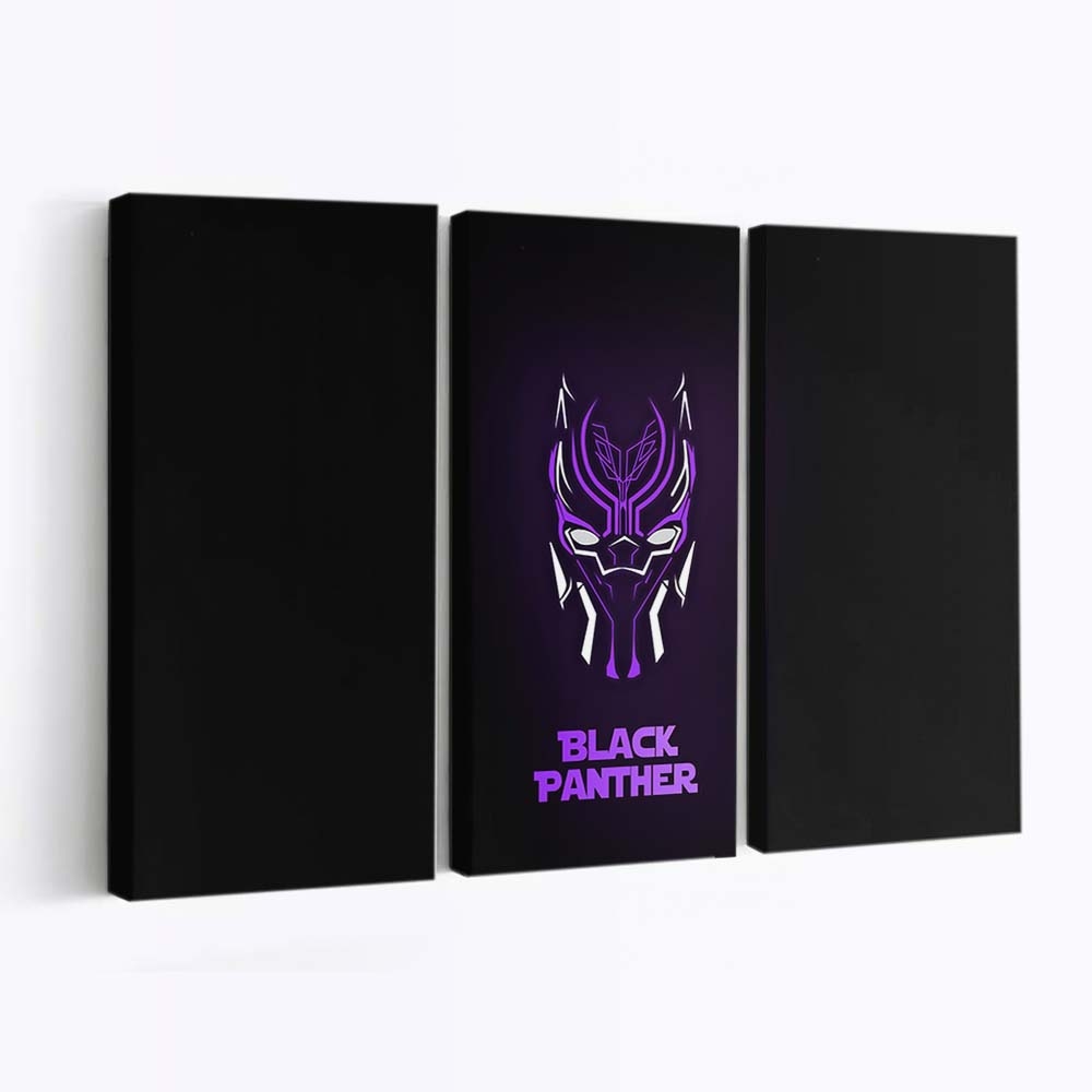 Black Panther Neon Leinwandbild - Marvel Wandbild