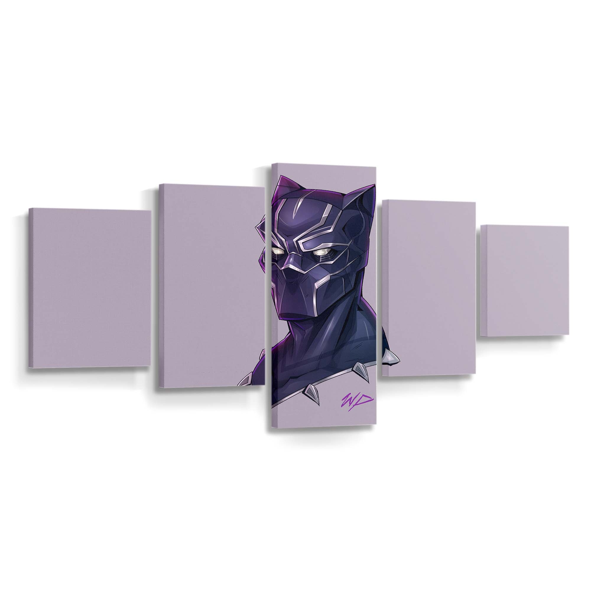 Black Panther Headshot Minimalismus Leinwandbild - Marvel Wandbild 