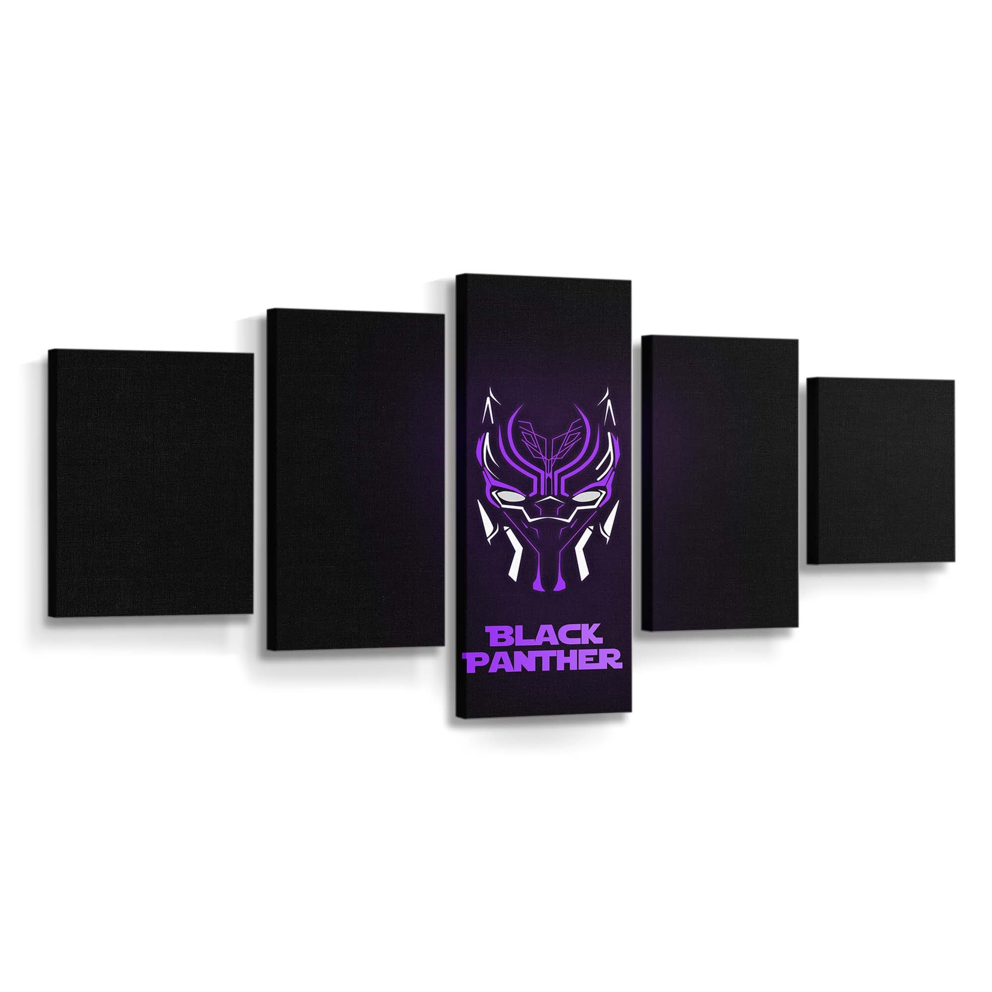 Black Panther Neon Leinwandbild - Marvel Wandbild 